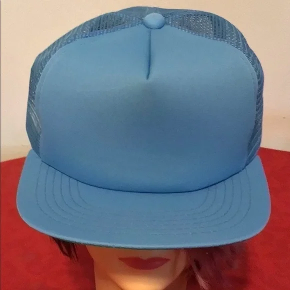 VINTAGE New Era Pro Design Blank Blue w/ Mesh Trucker Snapback S/M Hat Cap Lot 3